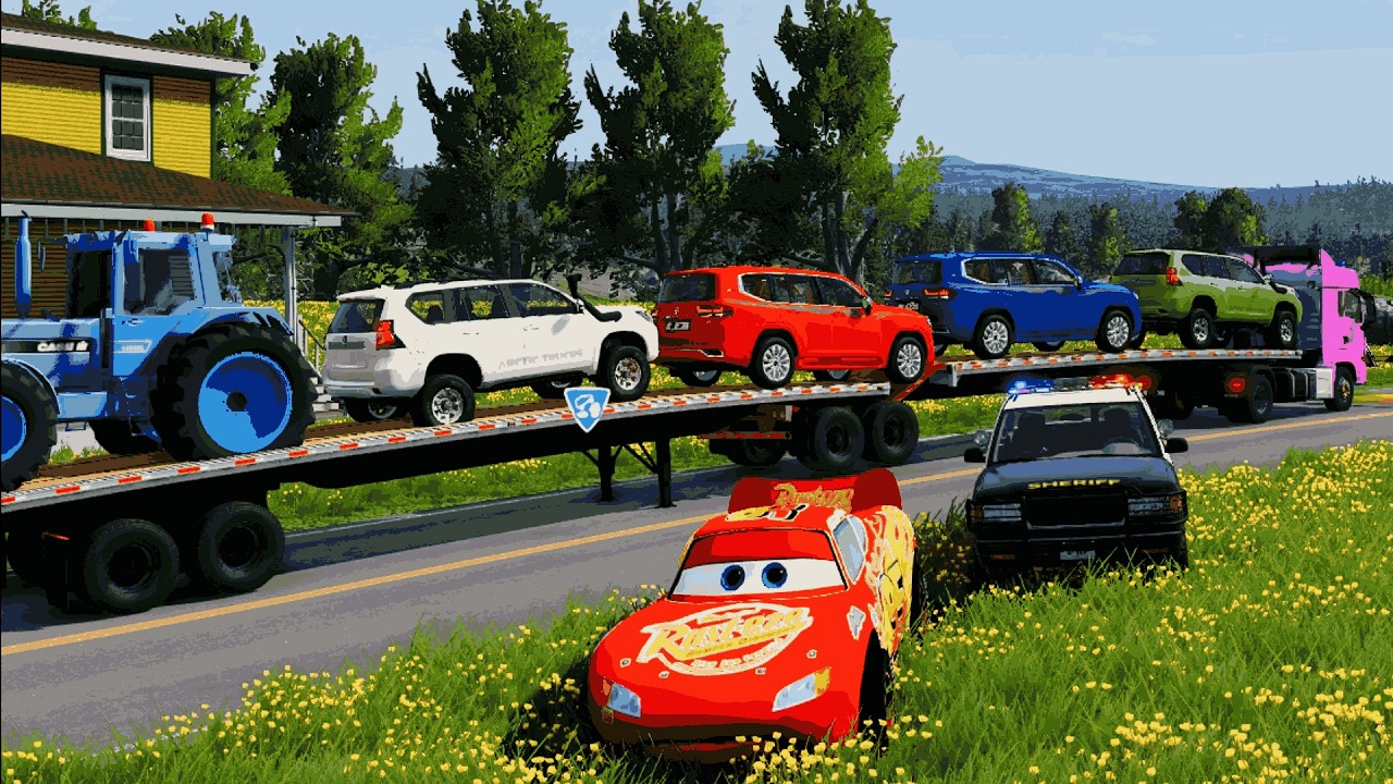 Duble Flatbed MAN vs Train 😱 BeamNG Chaos LIVE