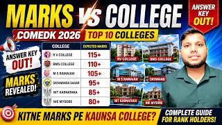 COMEDK 2026 Marks vs College 🔥 Top 10 Colleges After Answer Key | Expected Cutoff & Rank