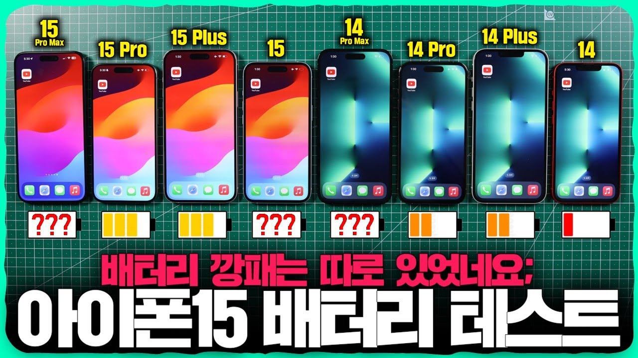 아이폰15 VS 아이폰14 시리즈 배터리 테스트! '의외의 반전'과 '프로맥스'가 별로라는 이유?