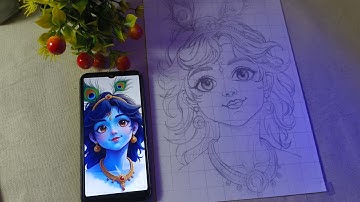 I Drawed Krishna Step-by-Step , Krishna ji outline tutorial (part-1)
