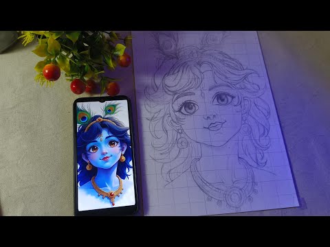 I Drawed Krishna Step-by-Step , Krishna ji outline tutorial (part-1)