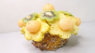 Lovely Pineapple Flowers Honeydew Melon & Kiwi Design Fruit & Vegetable Carving Cutting Garnish