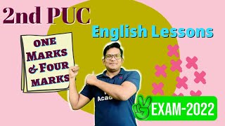2nd PUC English | Exams-2022 | English Lesson | One Marks and Four Marks | Part-1 screenshot 2