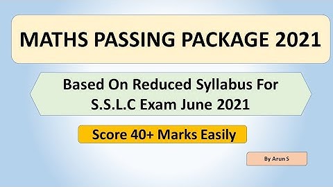 SSLC Maths Passing Package 2021 Based On Reduced Syllabus For KSEEB SSLC Exam June 2021