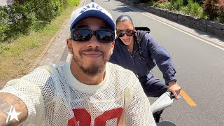 Kim Kardashian Nearly Falls Off Bike During Ride W Lewis Hamilton