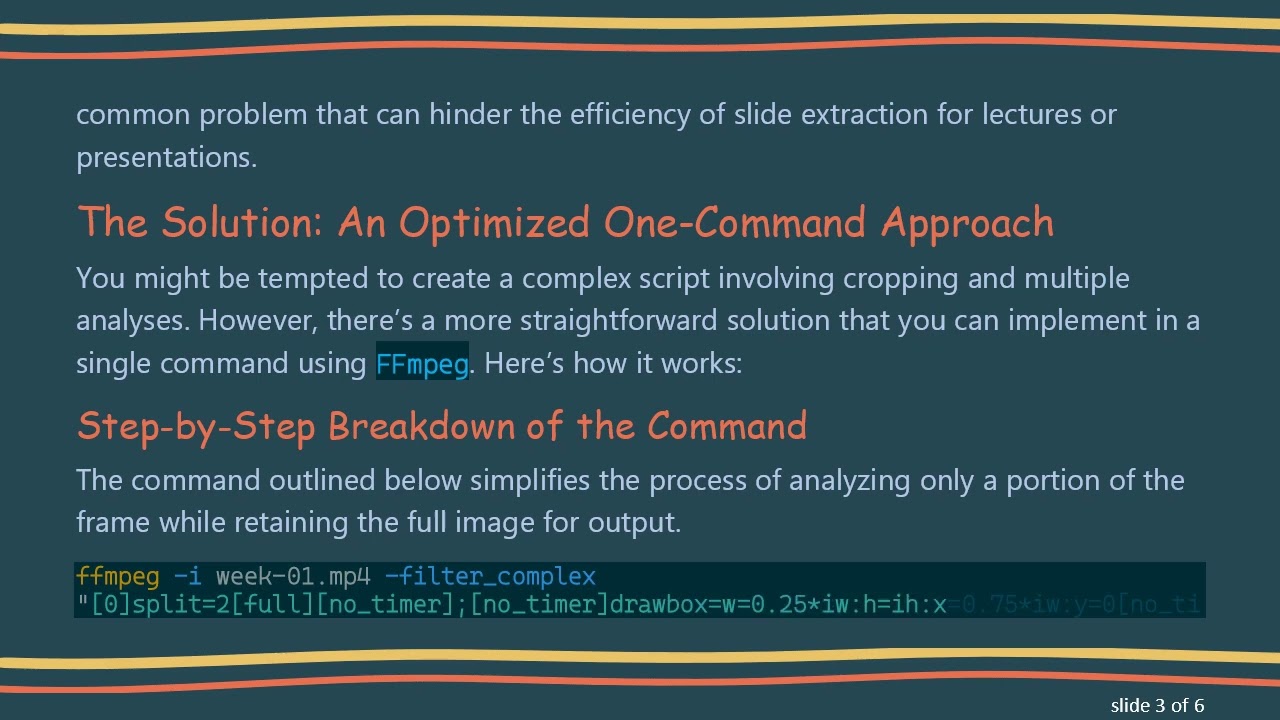 Detecting Scene Changes in Video While Ignoring On-Screen Elements with FFmpeg