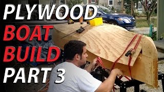 HomeMade plywood boat part 3 - finish bending the plywood bottom