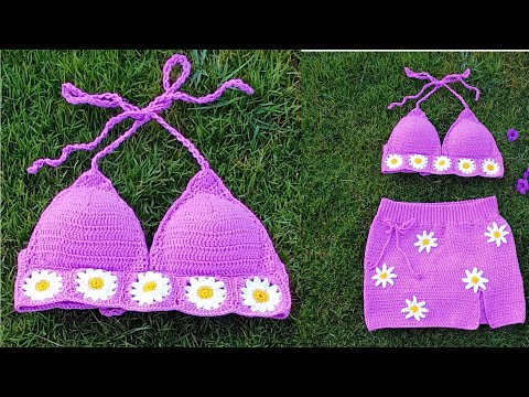 สอนถักเสื้อบิกินี่แบบง่ายๆสำหรับมือใหม่|How to Easy Crochet a Bikini Top for beginner