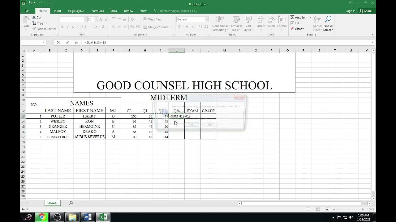 HOW TO CREATE CLASS RECORD USING MS EXCEL - YouTube