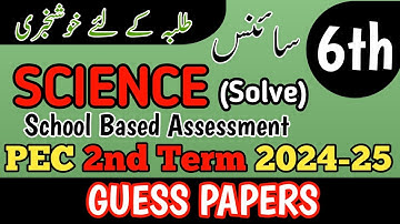 6th Class Science Original Paper 2nd term | Class 6th Science Paper School Based Assessment 2024