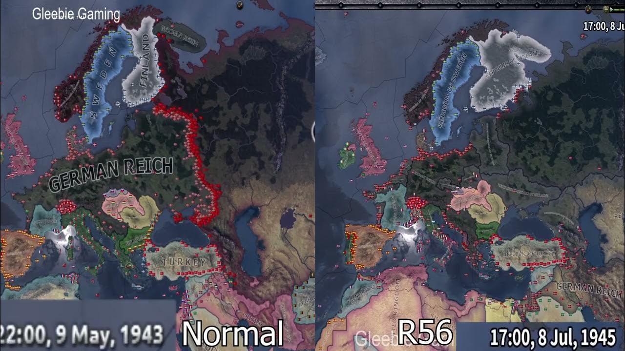 The road to 56 vs base hoi4 which is better hoi4 timelapse youtube