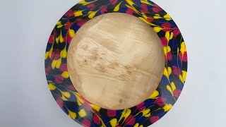 Wood Turning - Horse Chestnut shallow bowl with acrylic paint