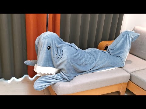 Shark Hoodie Blanket From TikTok Unboxing and Review - Cozy Shark Blanket Onesie