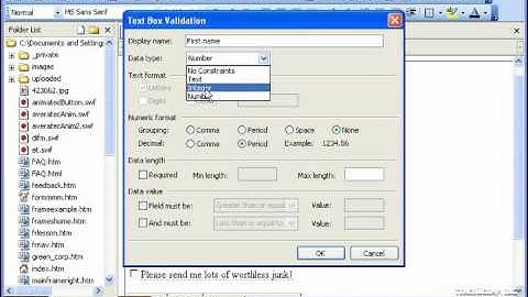 FrontPage Tutorial Using Validation Rules in a Form Microsoft Training Lesson 16.15