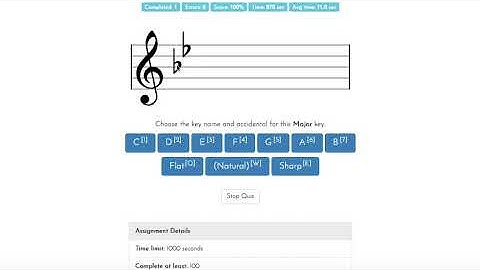 ToneSavvy - Level 5 Identifying Key Signatures with up to 2 Flats and 1 Sharp (Treble)