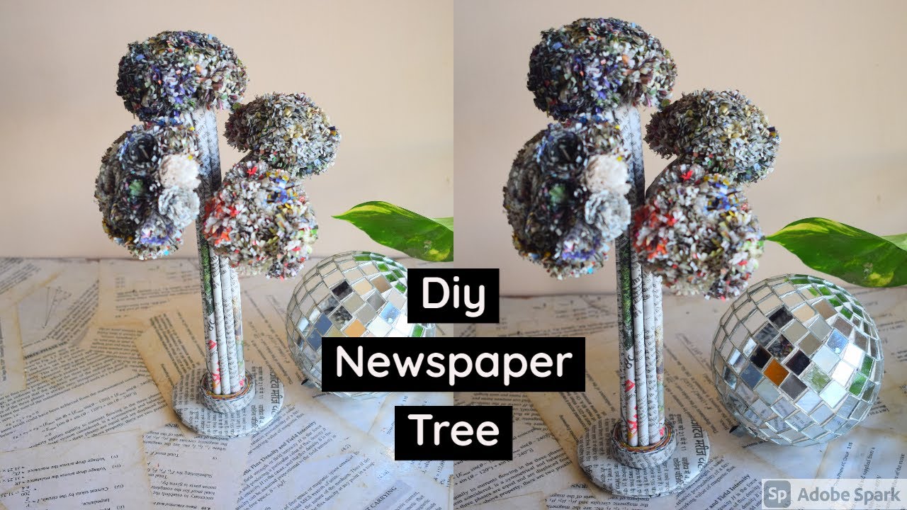 Diy newspaper tree ..how to make news paper tree school project