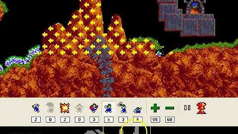 Lemmings Tricky Level 25: The Island of the Wicker people