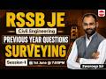 RSSB JE Civil Engineering | Survey Previous Year Questions for RSSB JE Civil Live Practice Session-1