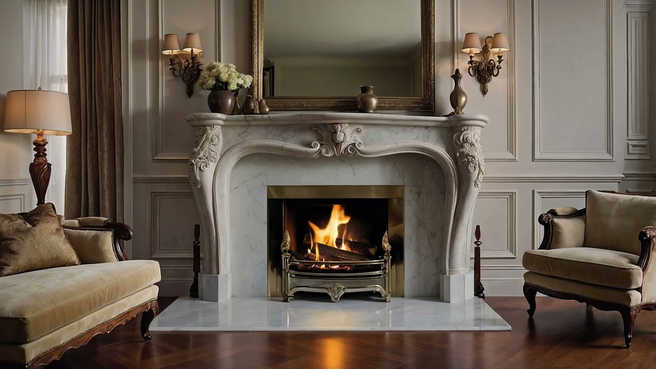 Elegant Fireplace at Night 🔥 Quiet Room Ambience for Sleep, Relaxation & Calm