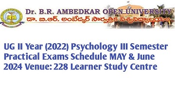 UG II Year (2022) Psychology III Semester Practical Exams Schedule MAY & June 2024