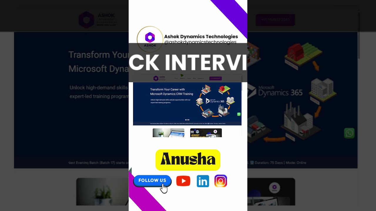 Anusha Mock Interviews Plugins Concepts in CRM 