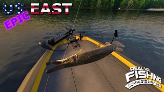 Easily find the Epic Alligator Gar in Real VR Fishing US East DLC