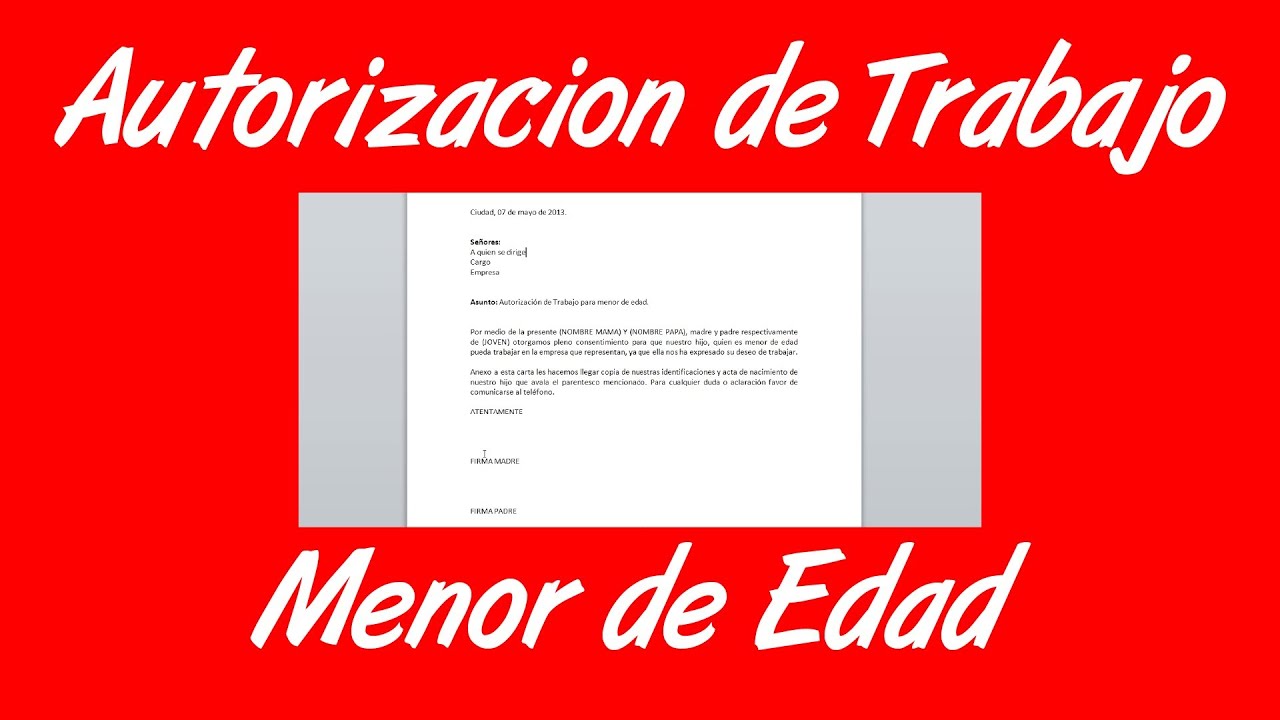 Como hacer una carta de autorización de trabajo para los adolescentes -  YouTube