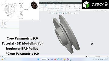 Creo Parametric 9.0 Tutorial - 3D Modeling for beginner EP.9 Pulley #ptc #creoparametric
