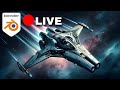 Live  creating a scifi spaceship live in blender