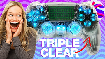 Killscreen Triple Clear Sony PS5 DualSense Controller with RGB LED Kit