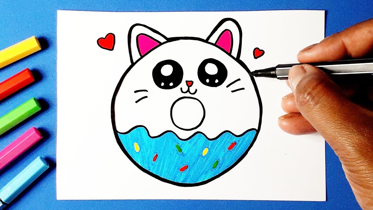 Como desenhar COOKIE CAT fofo KAWAII Donut ❤ Desenhos Kawaii