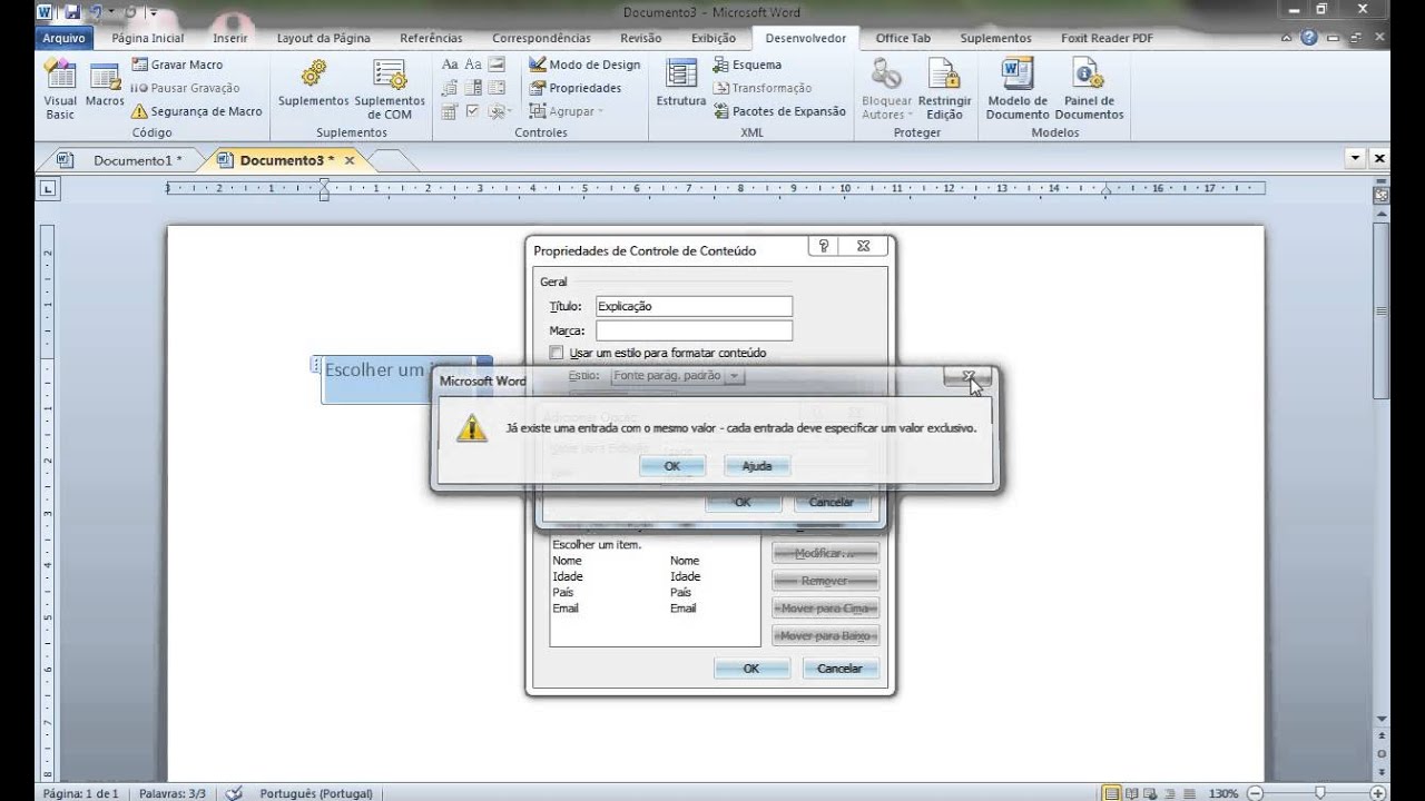 Criar Caixa Drop Down No Word YouTube