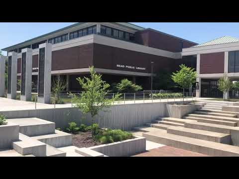 Mead Library fountains and Downtown Sheboygan, WI