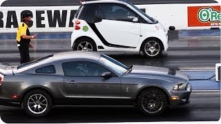 Blown Smart Car Outruns Mustang | Epic Drag Race
