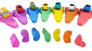 DIY How to make a kinetic sand rainbow mini car parking lot / Kinetic Sand  ASMR