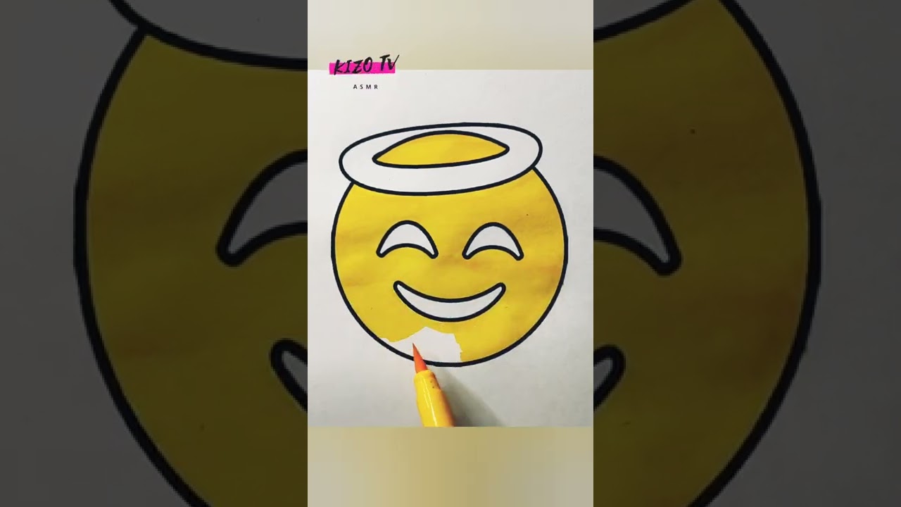 Angel face emoji 😇 Coloring Drawing ASMR Video Oddly satisfying 