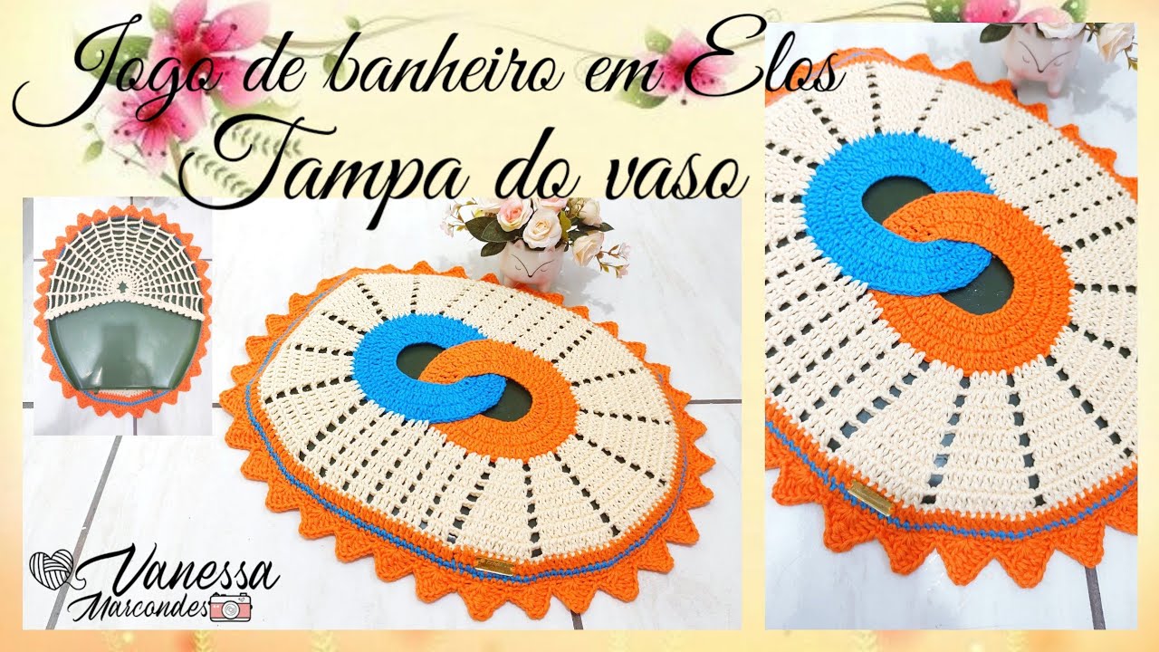 🧡 Jogo de banheiro Em elos/ Capa da tampa do vaso 🧡. Por Vanessa Marcondes