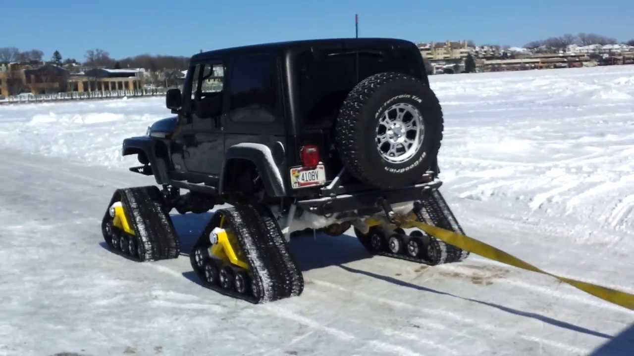 Jeep Rubicon with Tracks in Snow - YouTube