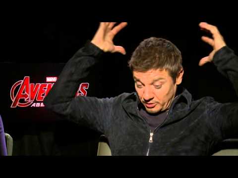 Marvel&#039;s Avengers: Age of Ultron: Jeremy Renner &amp; Cobie Smulders Official Interview | ScreenSlam