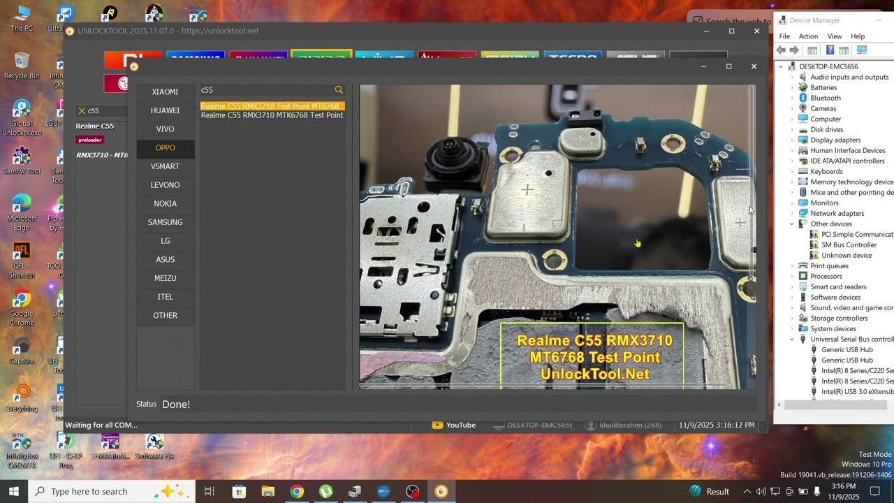 Realme C55 RMX3710 Android 15 FRP Remove With Unlock Tool(Custom EMI) (Test Point)