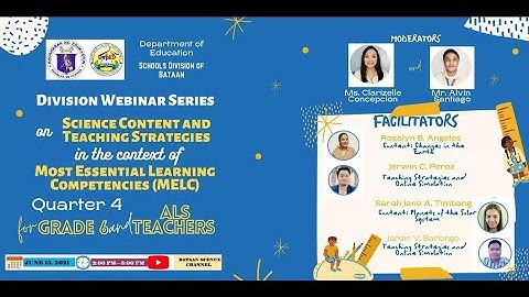 DIVISION WEBINAR SERIES ON SCIENCE CONTENT AND TEACHING STRATEGIES  FOR 4TH QUARTER - GRADE 6