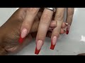 Deep French Fire Red Acrylic Nail