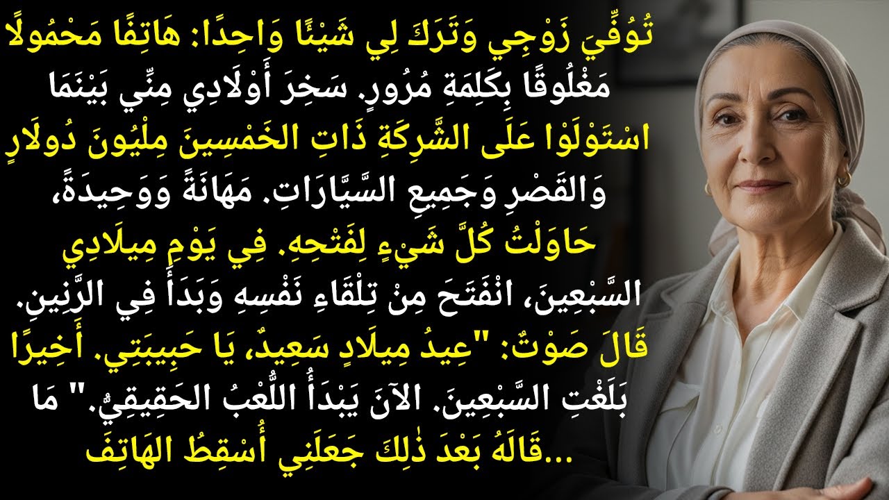 استولى أولادي على إمبراطورية زوجي التي تقدر بـ50 مليون دولار، وتلقيتُ هاتفاً مقفلاً يحتوي على...