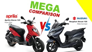 Aprilia Storm 125 vs Suzuki Burgman Street 125 | MEGA COMPARISON | Bike Info