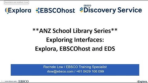 **ANZ School Library Series** Exploring Interfaces: Explora, EBSCOhost and Ebsco Discovery Service