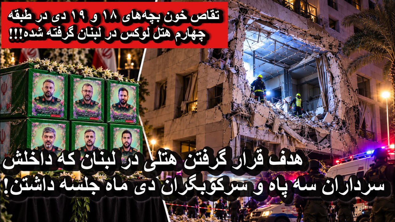 هدف قرار گرفتن هتلی در لبنان که داخلش سرداران سه پاه و سرکوبگران دی ماه جلسه داشتن!