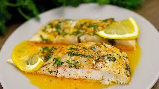 Lemon garlic butter fish fillet in the oven. Simple and delicious recipe