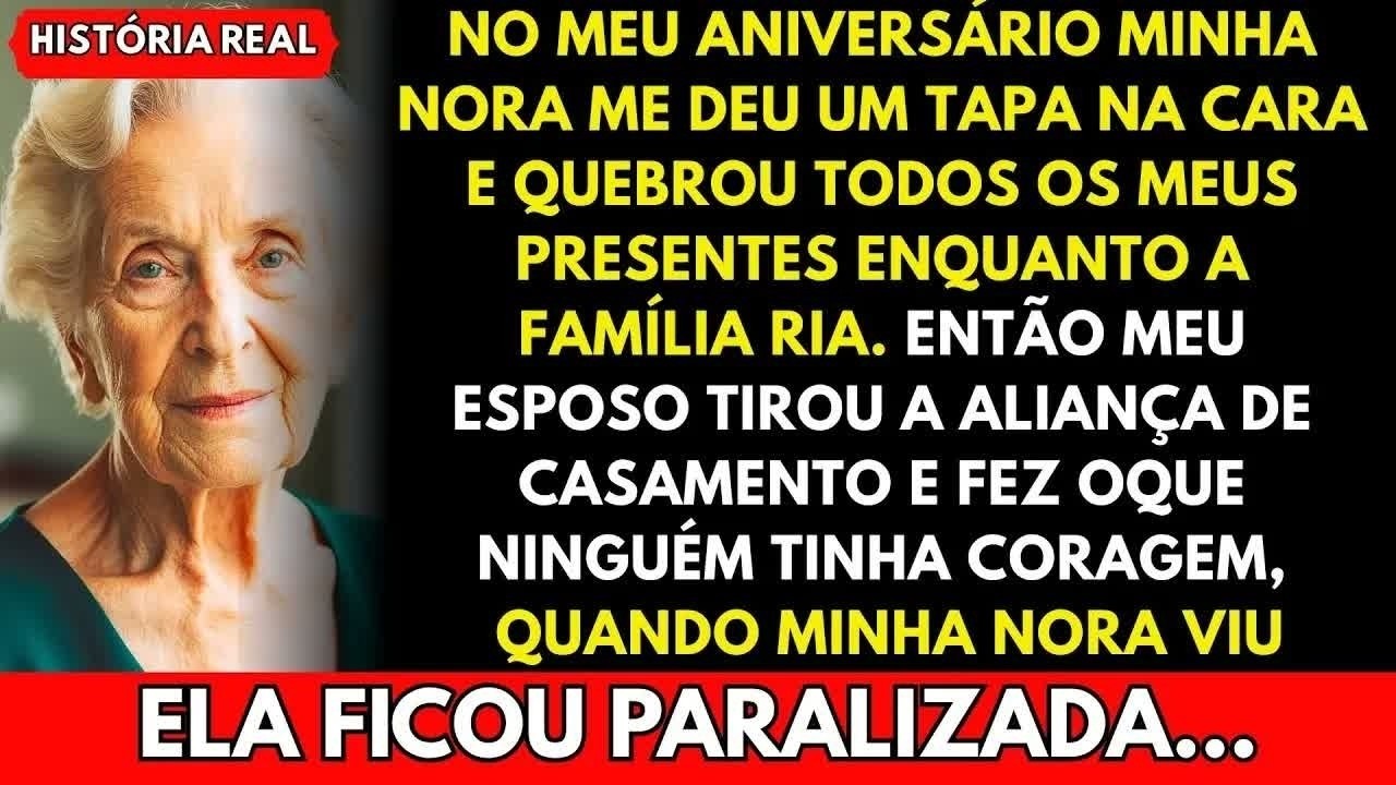 Num instante normal, no meu próprio aniversário, a minha nora deu-me um estalo na cara e começou a destruir os meus presentes no meio da sala, enquanto a família ria como se fosse uma cena...