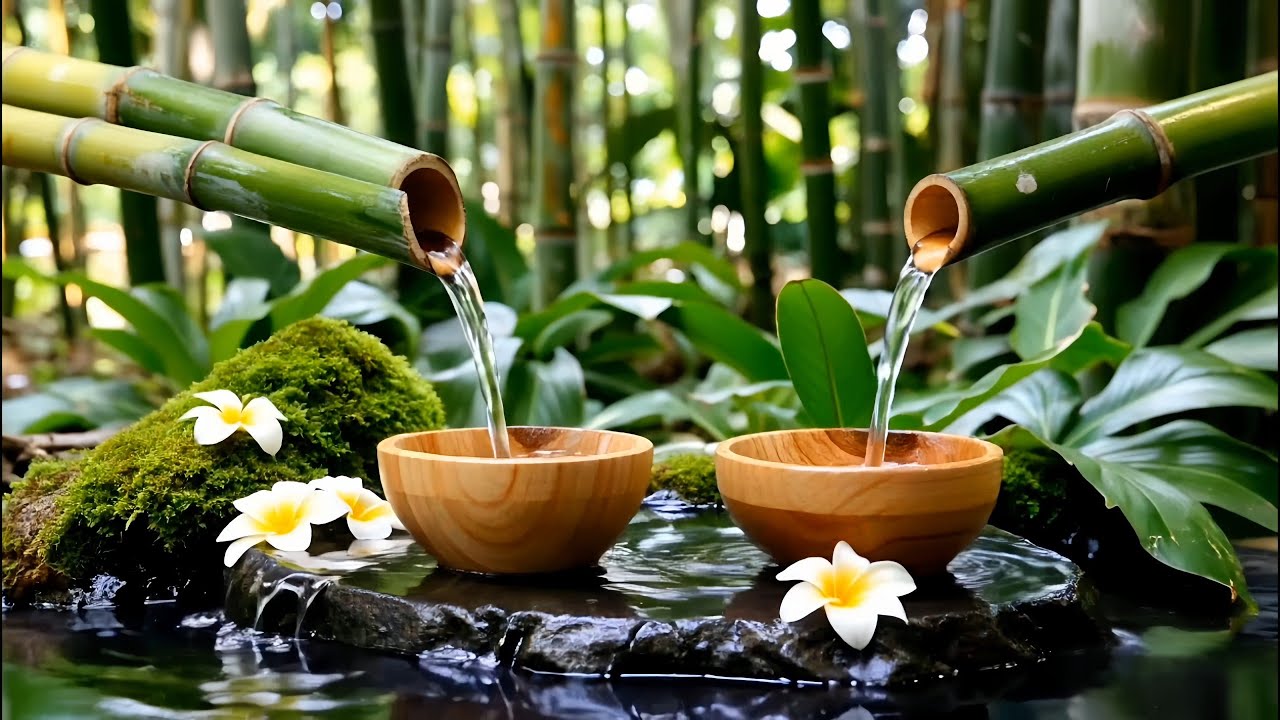 Relaxing Water Sounds for Stress Relief | Spa Garden Bamboo Fountain