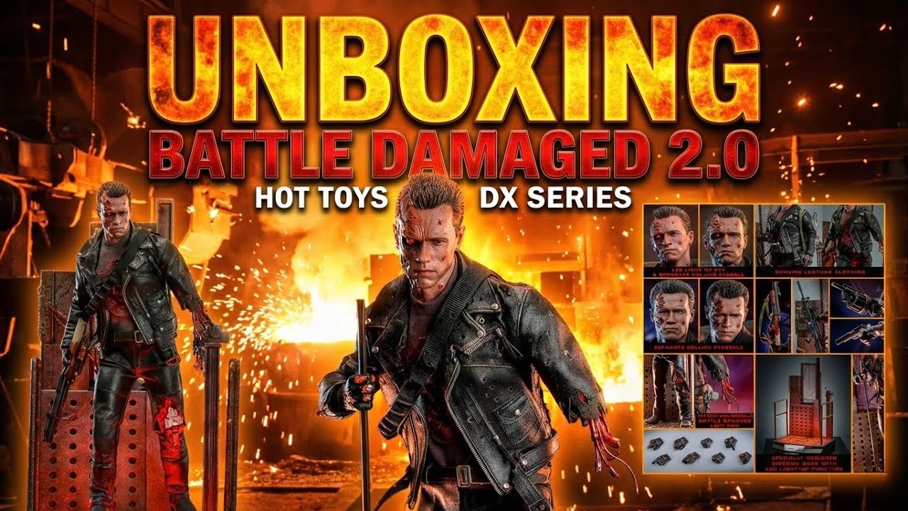 Hot Toys Terminator 2 T-800 Battle Damaged 2.0 DX46 Unboxing